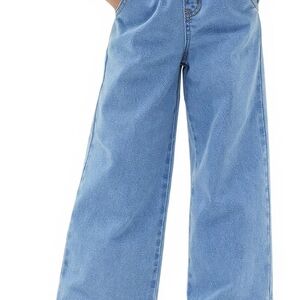 Girls Wide Leg Blue Jeans